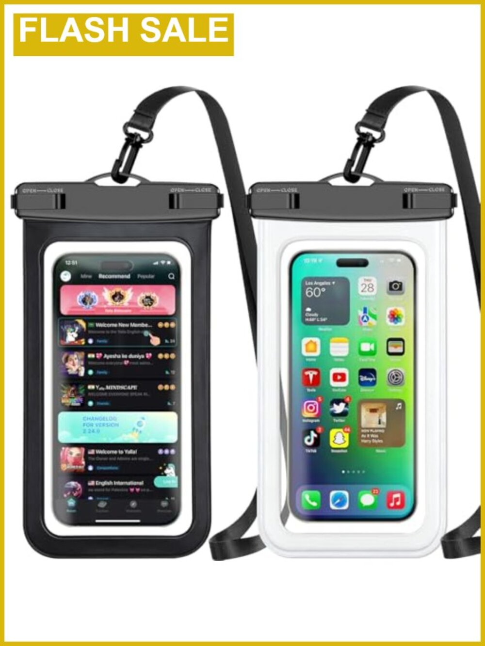IP68 Waterproof Phone Pouch Dry Bag 2 Pack with Lanyard Fits 8.3"